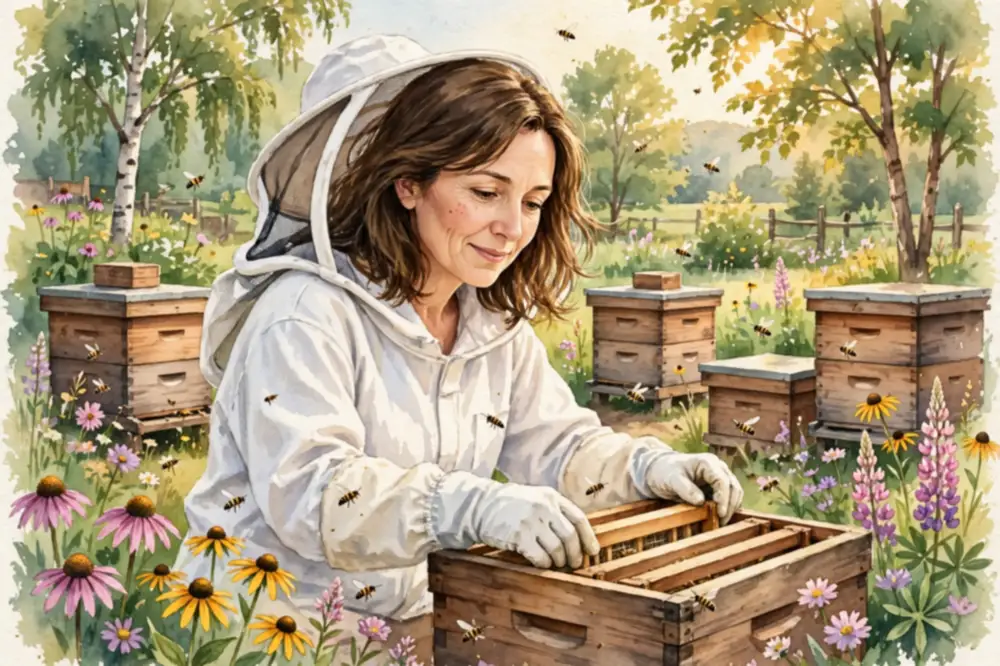 Andrew Zimmern wife Rishia Haas beekeeping in Minnesota after her divorce